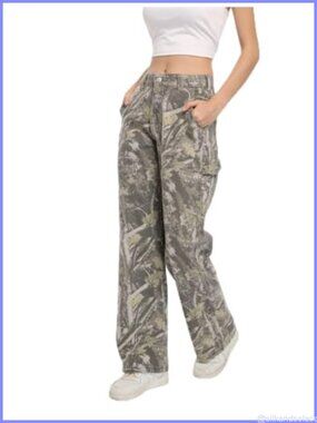 Women Camo Cargo Pants Cotton Spandex Trousers 5-Pocket